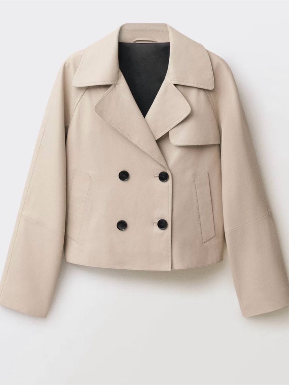 NWT Mango 100% Sheep Leather Cropped Jacket | Size L | Buttery Soft | RRP $549